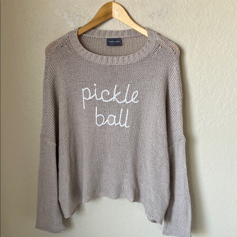 Wooden ships beige pickleball knit sweater - Picture 2 of 8